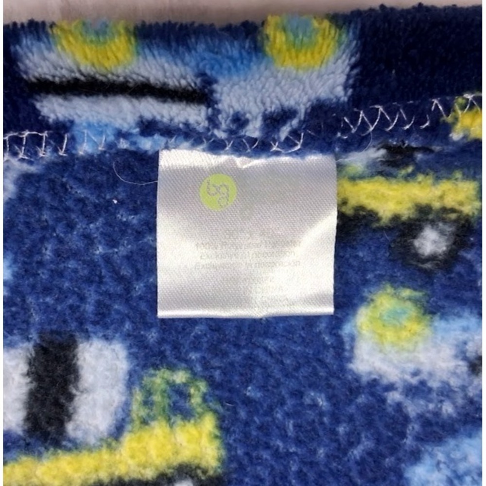 Baby Gear Blue Cement Truck Construction Vehicles Blanket Fleece Yellow Plush - Picture 2 of 3